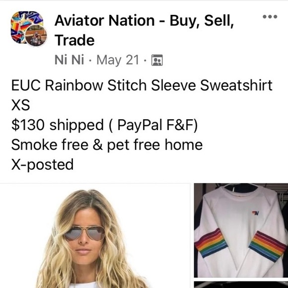 EUC Size XS Rainbow Stitch Sleeve Sweatshirt - Picture 2 of 4